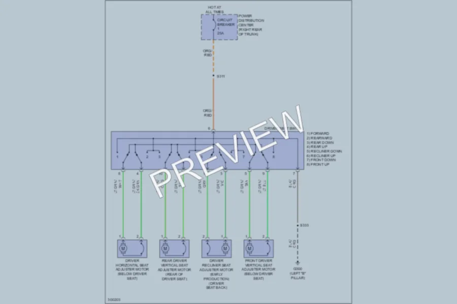 2008 Dodge Challenger Power Seats wiring diagram preview