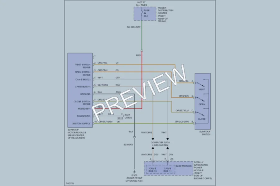 2008 Dodge Challenger Power Top Sunroof wiring diagram preview