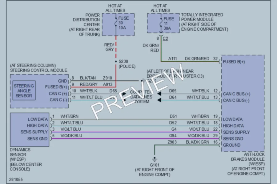 2008 Dodge Charger Electronic Power Steering wiring diagram preview