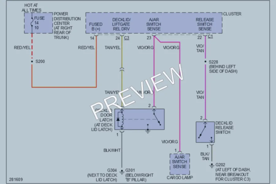 2008 Dodge Charger Trunk Tailgate Fuel Door wiring diagram preview