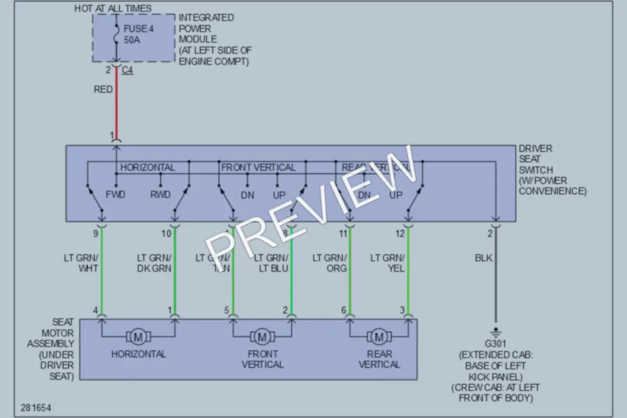 2008 Dodge Dakota Power Seats wiring diagram preview