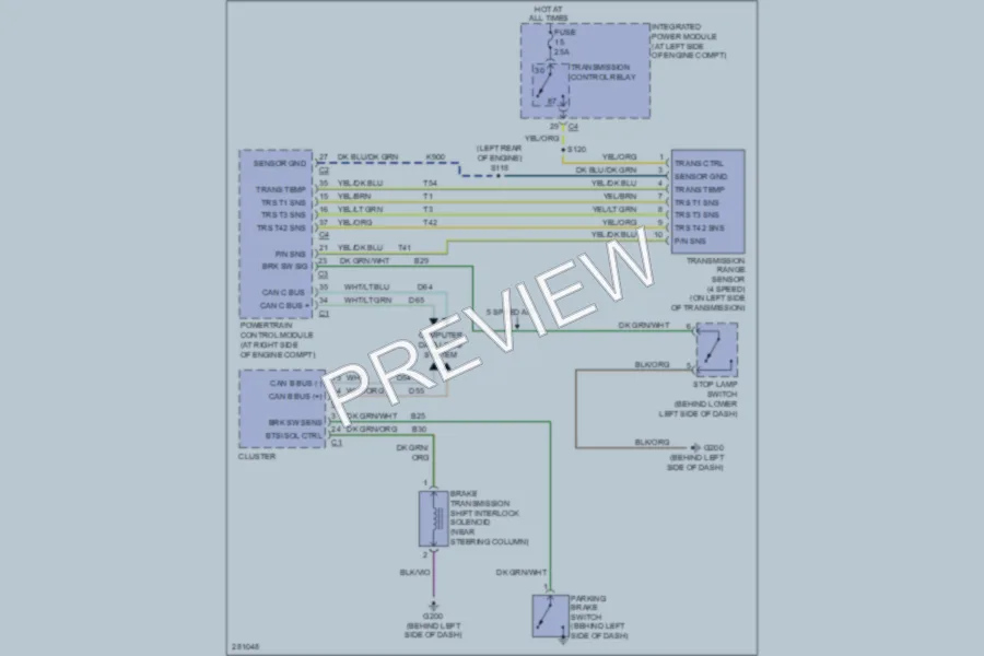 2008 Dodge Dakota Shift Interlock wiring diagram preview