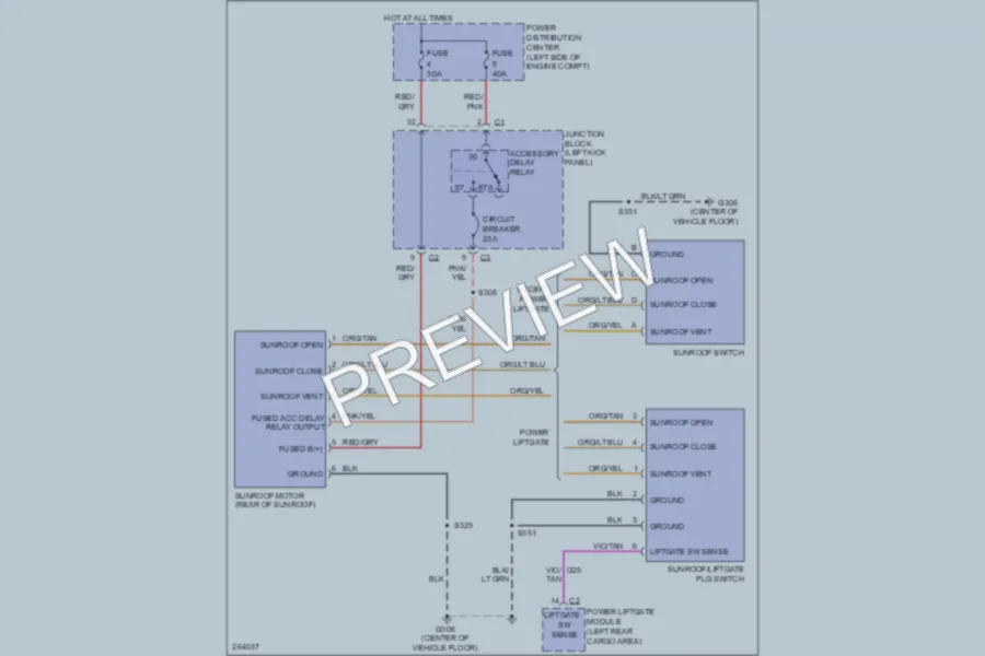 2008 Dodge Durango Power Top Sunroof wiring diagram preview