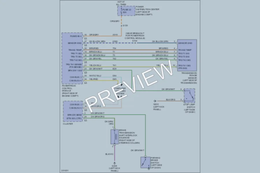 2008 Dodge Durango Shift Interlock wiring diagram preview