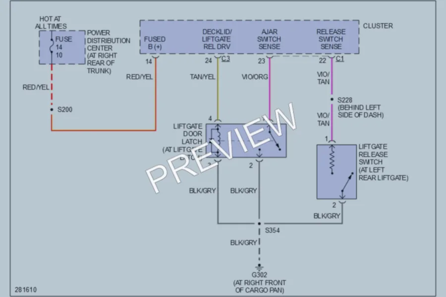 2008 Dodge Magnum Trunk Tailgate Fuel Door wiring diagram preview