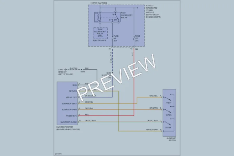 2008 Dodge Nitro Power Top Sunroof wiring diagram preview