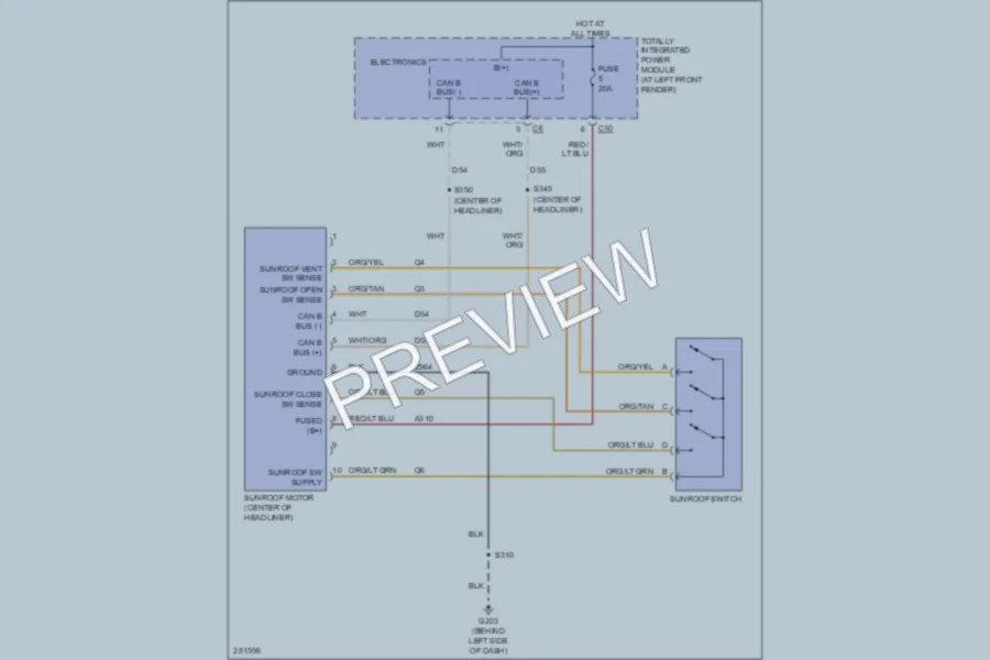 2008 Dodge R3500 Power Top Sunroof wiring diagram preview