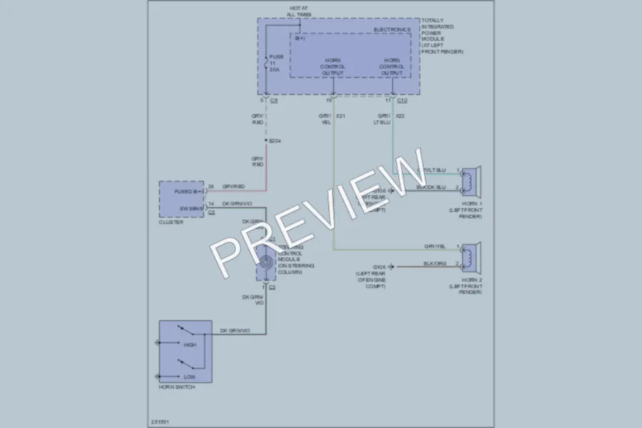 2008 Dodge R1500 Horn wiring diagram preview