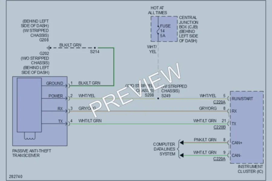 2008 Ford E350 Super Duty Anti Theft wiring diagram preview