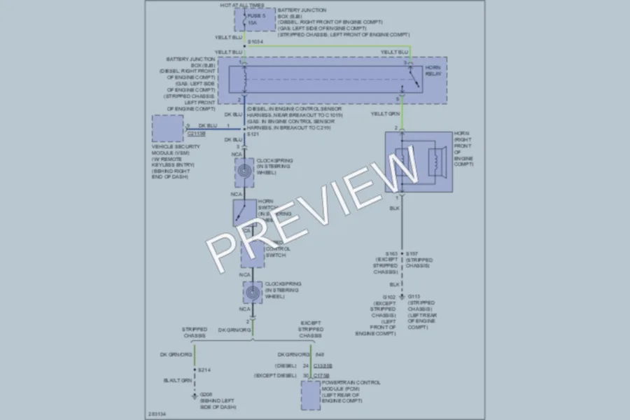 2008 Ford E250 Horn wiring diagram preview