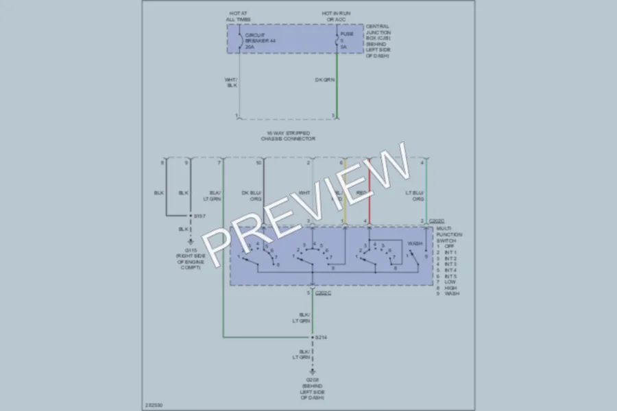 2008 Ford E350 Super Duty Wiper Washer wiring diagram preview