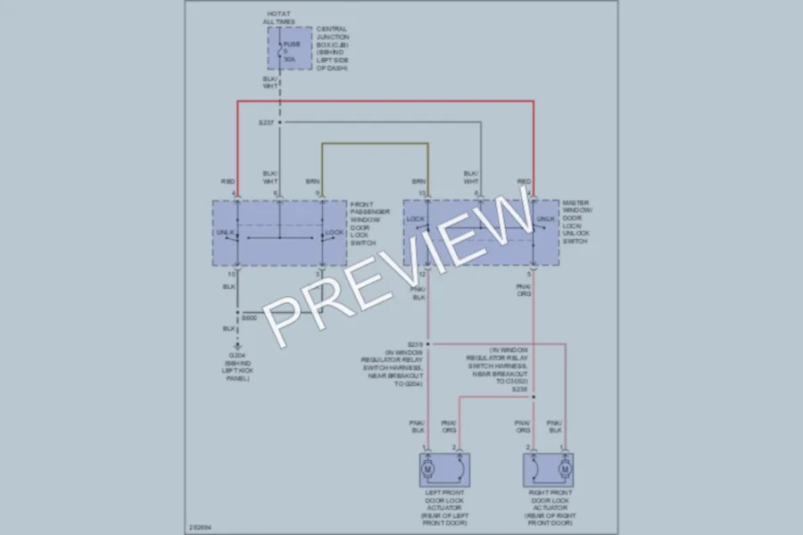 2008 Ford E350 Super Duty Power Door Locks wiring diagram preview