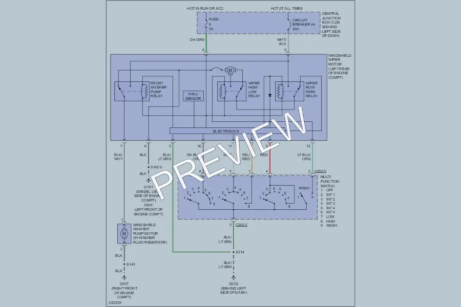 2008 Ford E250 Wiper Washer wiring diagram preview
