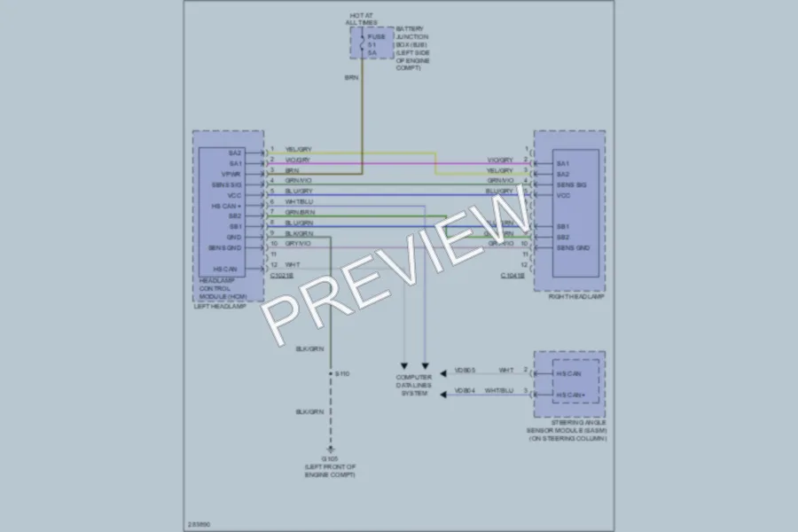 2008 Ford Edge Headlights wiring diagram preview