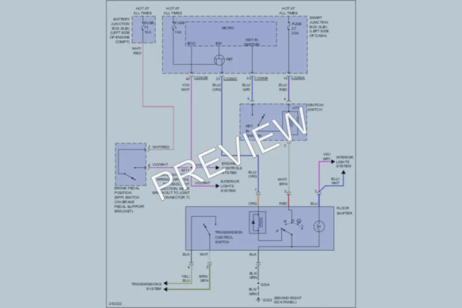 2008 Ford Edge Shift Interlock wiring diagram preview