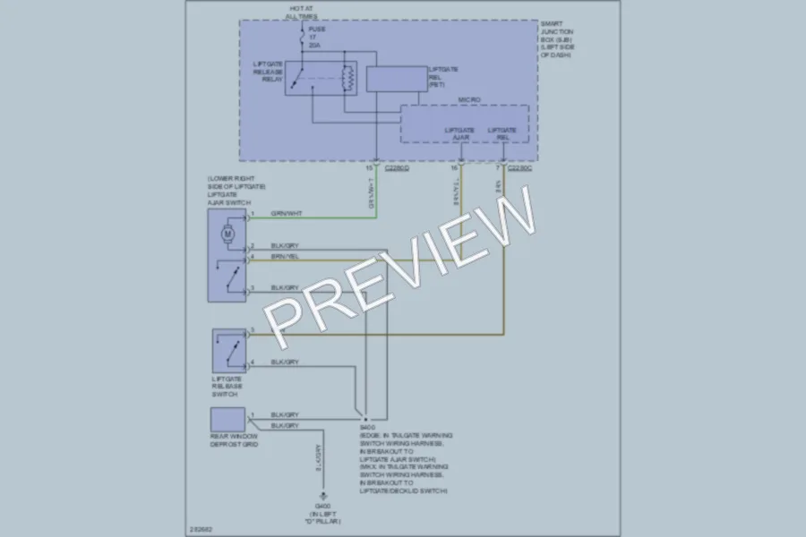 2008 Ford Edge Trunk Tailgate Fuel Door wiring diagram preview