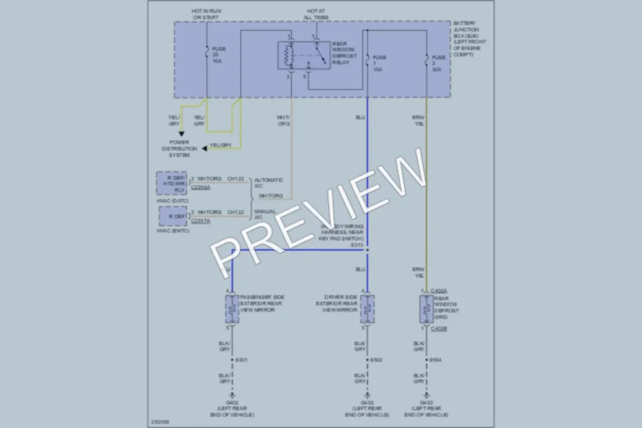 2008 Ford Escape Defoggers wiring diagram preview