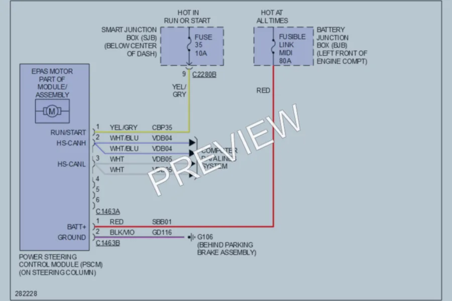 2008 Ford Escape Electronic Power Steering wiring diagram preview