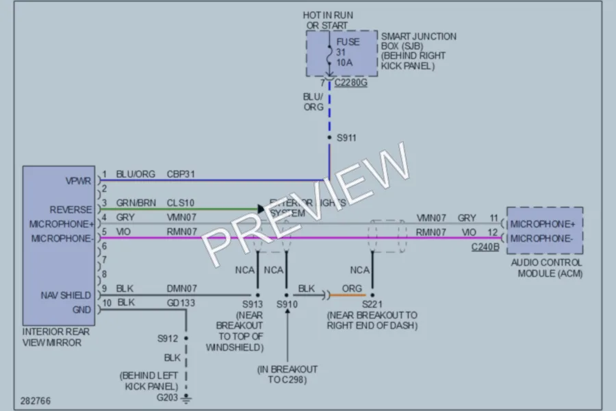 2008 Ford ExpeditionEL Power Mirrors wiring diagram preview