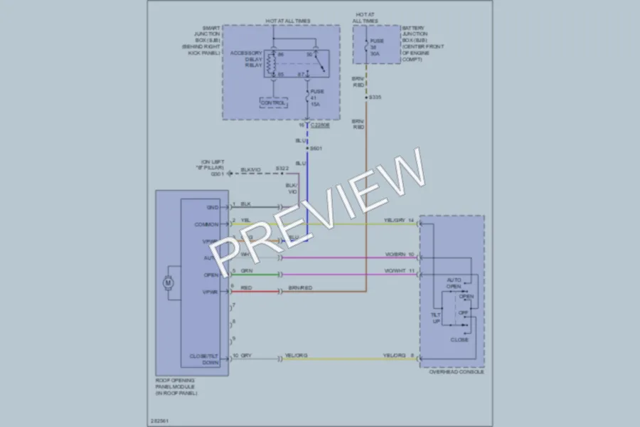 2008 Ford ExpeditionEL Power Top Sunroof wiring diagram preview