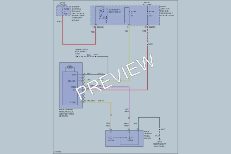 2008 Ford Explorer Power Top Sunroof wiring diagram preview