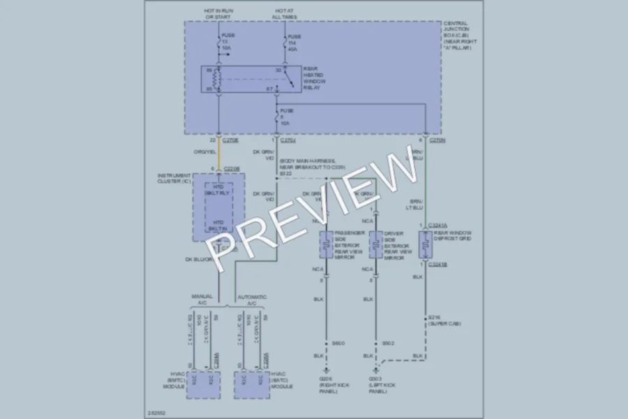 2008 Ford F150 Defoggers wiring diagram preview