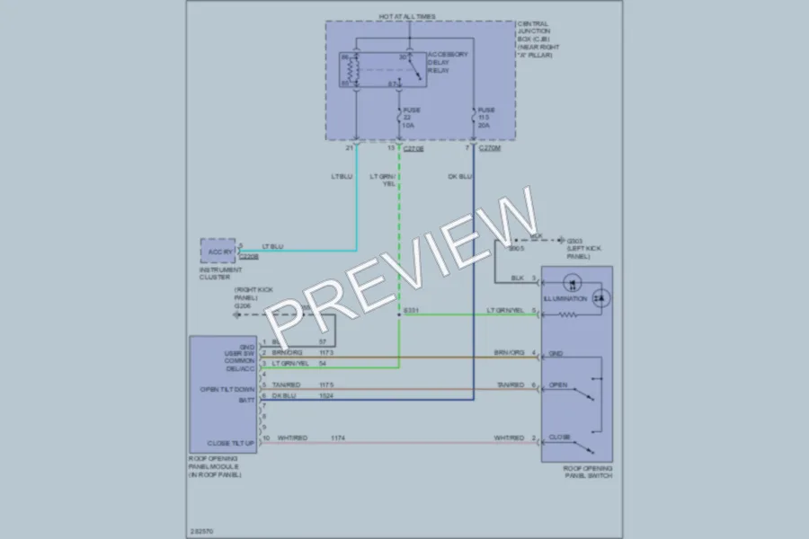 2008 Ford F150 Power Top Sunroof wiring diagram preview