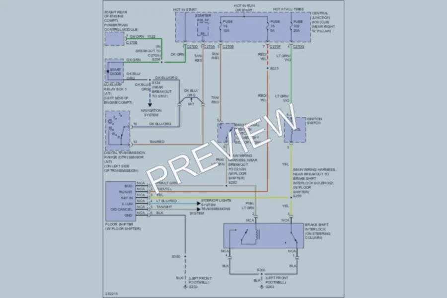 2008 Ford F150 Shift Interlock wiring diagram preview