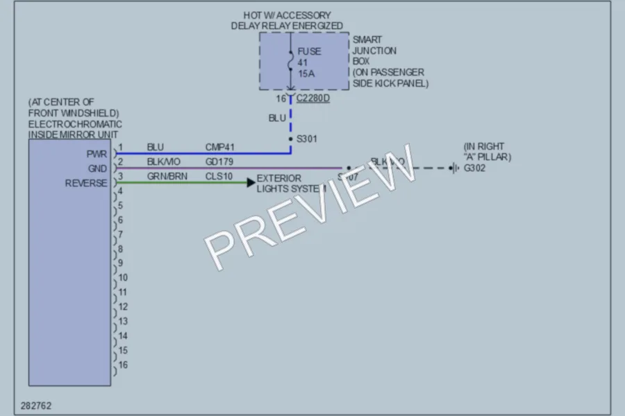 2008 Ford F250 Super Duty Power Mirrors wiring diagram preview