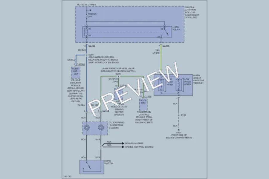 2008 Ford F150 Horn wiring diagram preview