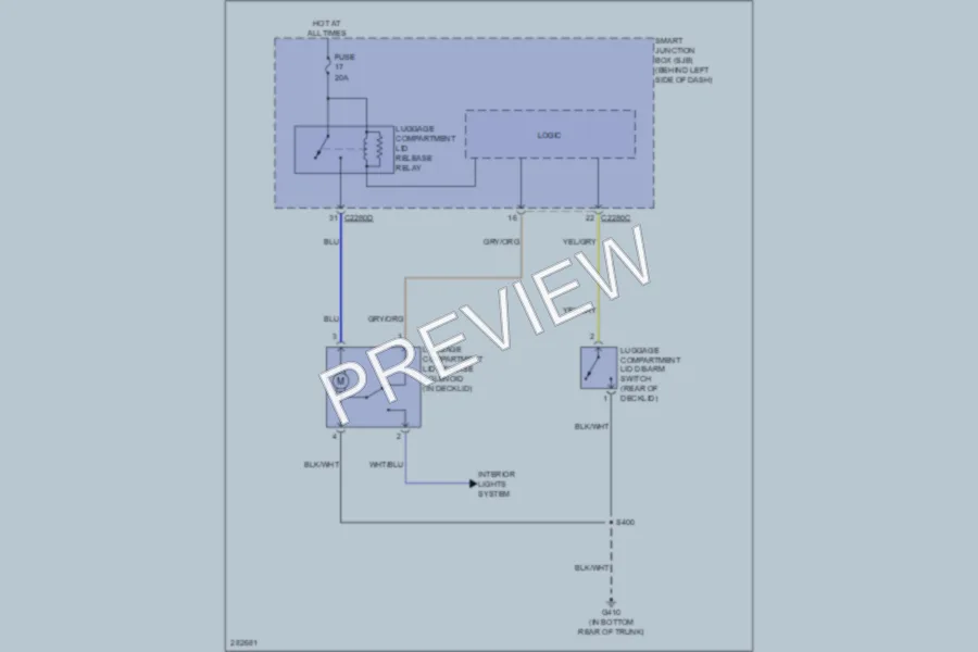 2008 Ford Focus Trunk Tailgate Fuel Door wiring diagram preview