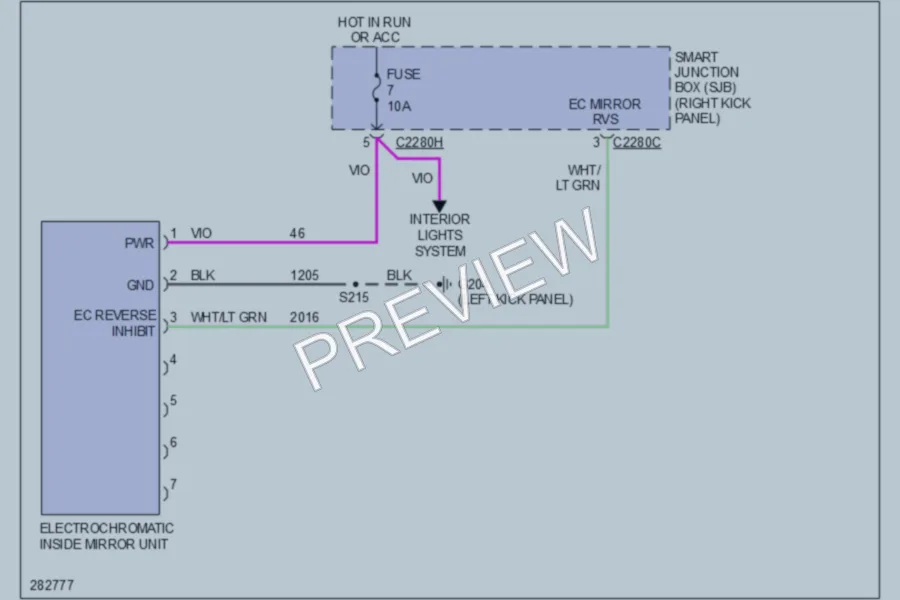 2008 Ford Mustang Power Mirrors wiring diagram preview