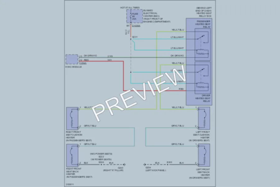 2008 Ford Mustang Power Seats wiring diagram preview