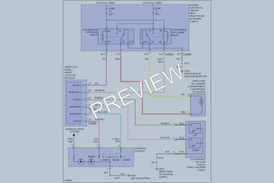 2008 Ford Mustang Power Top Sunroof wiring diagram preview
