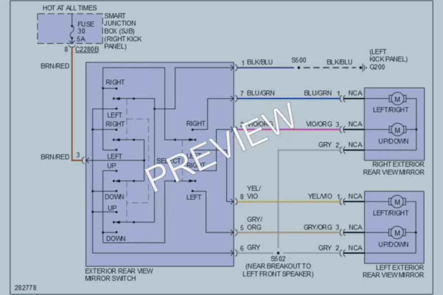 2008 Ford Ranger Power Mirrors wiring diagram preview