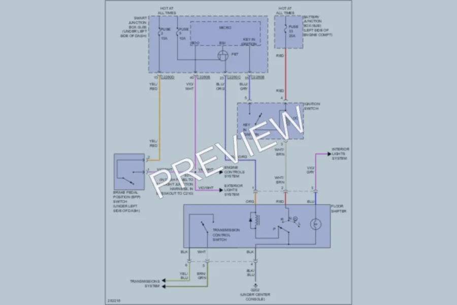2008 Ford TaurusX Shift Interlock wiring diagram preview