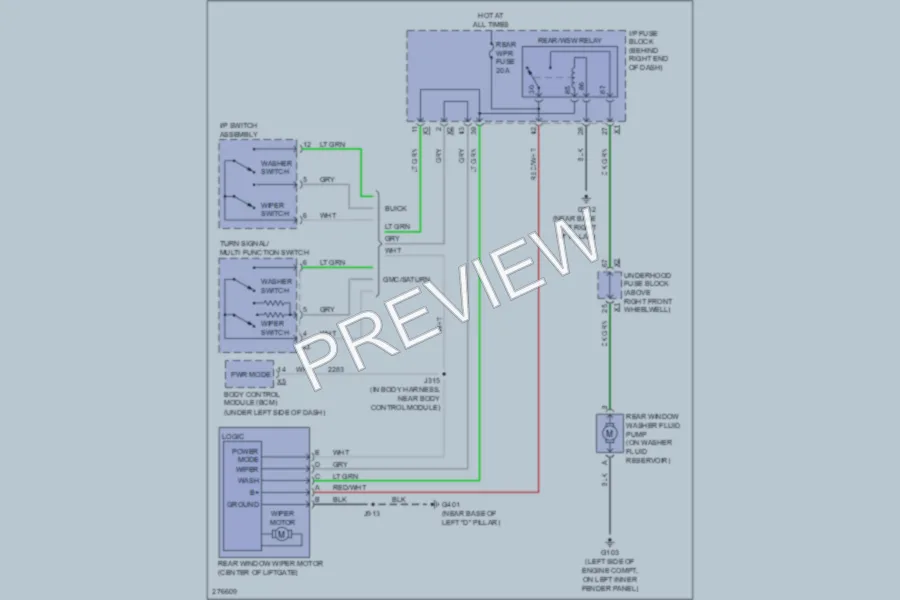 2008 GMC Acadia Wiper Washer wiring diagram preview