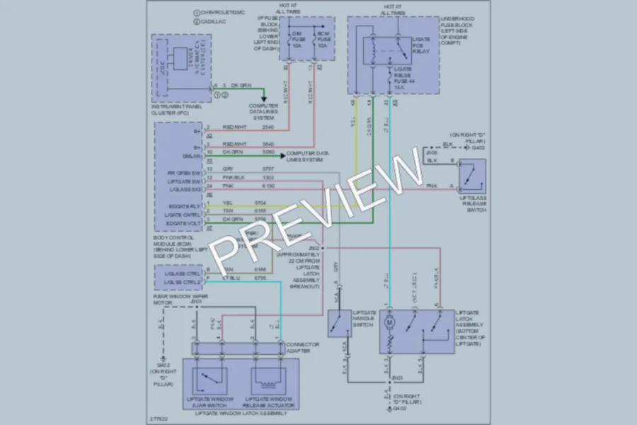 2008 GMC C1500YukonXL Trunk Tailgate Fuel Door wiring diagram preview