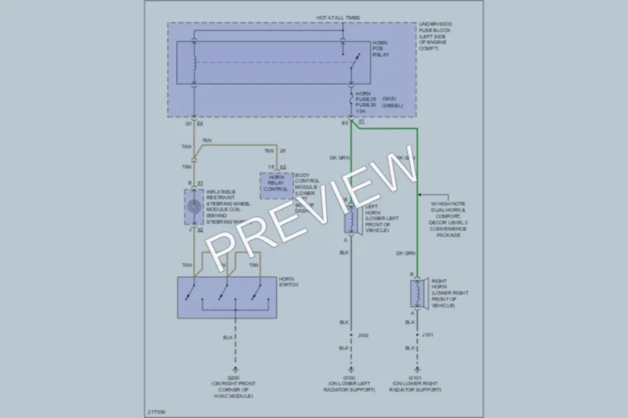 2008 GMC 1500 Horn wiring diagram preview