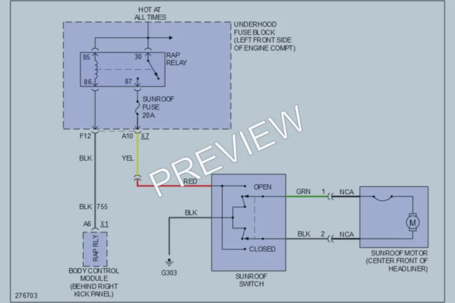 2008 GMC Canyon Power Top Sunroof wiring diagram preview