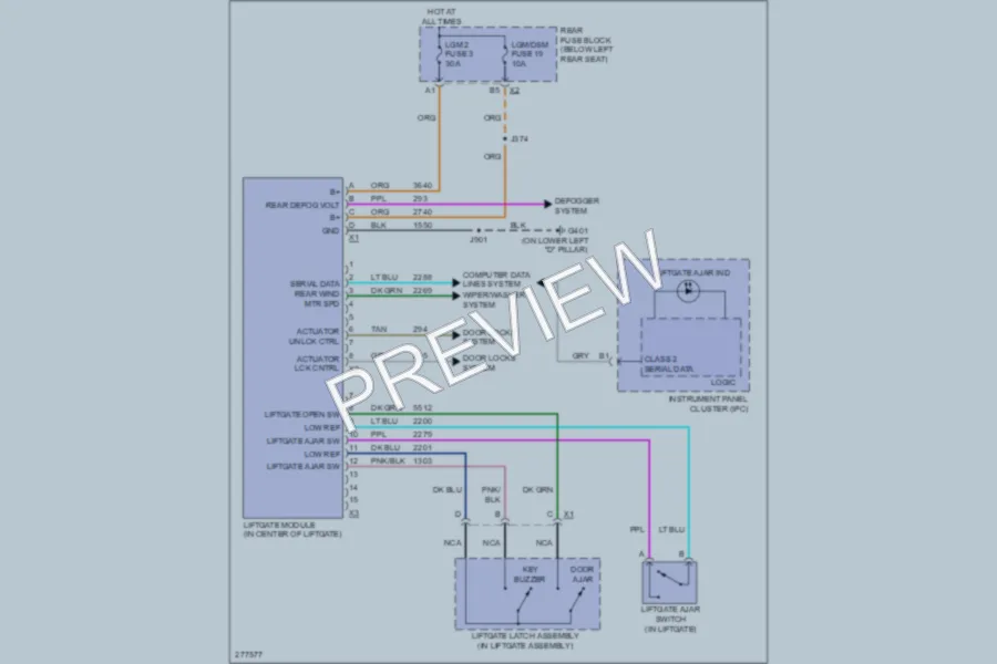 2008 GMC Envoy Trunk Tailgate Fuel Door wiring diagram preview