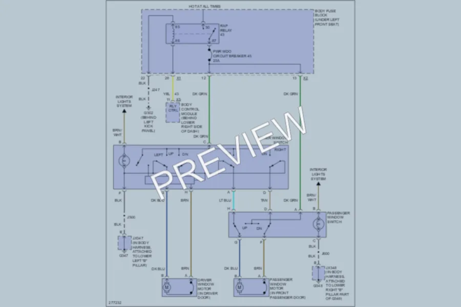 2008 GMC G3500 Power Windows wiring diagram preview