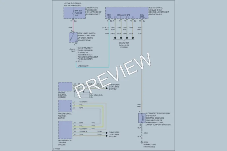 2008 GMC H1500 Shift Interlock wiring diagram preview
