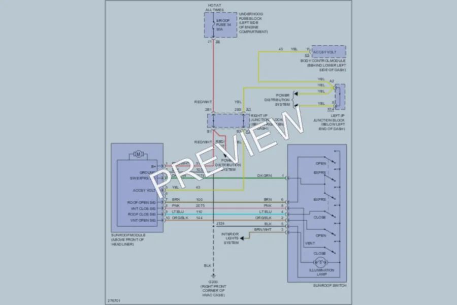 2008 GMC YukonDenali Power Top Sunroof wiring diagram preview