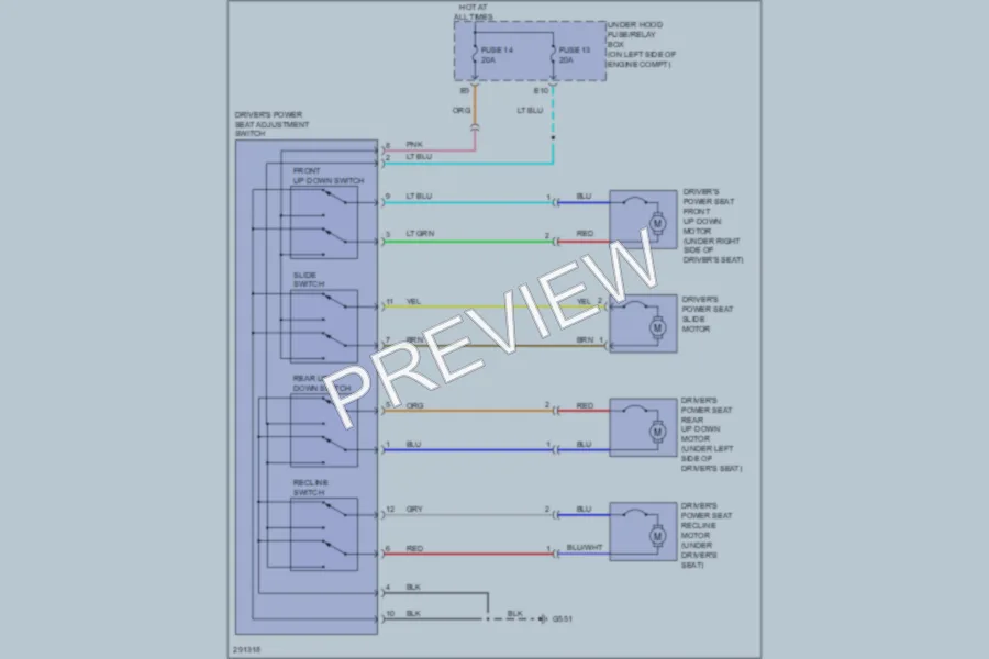2008 Honda CRV Power Seats wiring diagram preview
