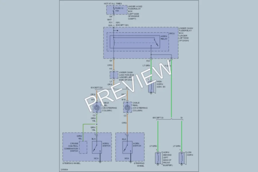 2008 Honda Civic Horn wiring diagram preview