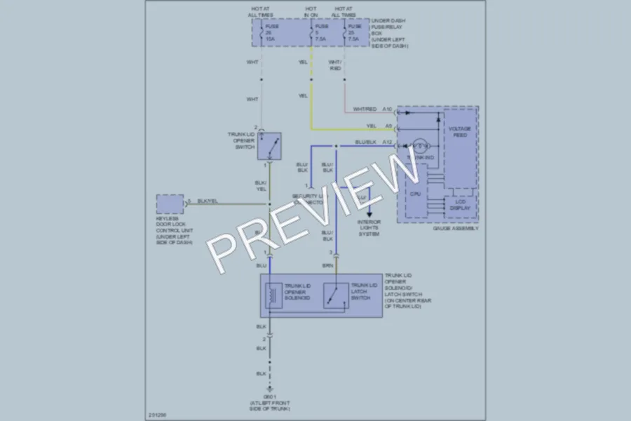 2008 Honda S2000 Trunk Tailgate Fuel Door wiring diagram preview