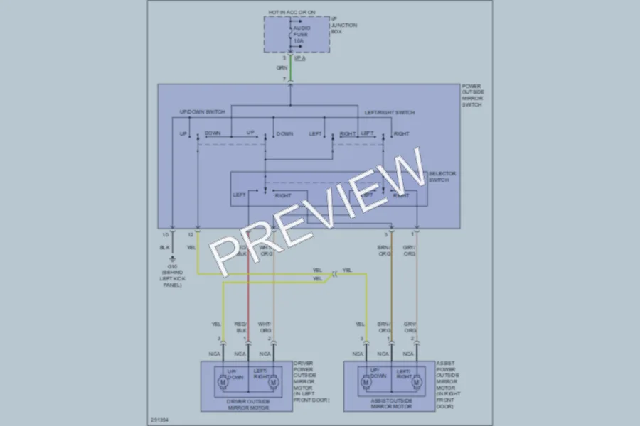 2008 Hyundai Accent Power Mirrors wiring diagram preview