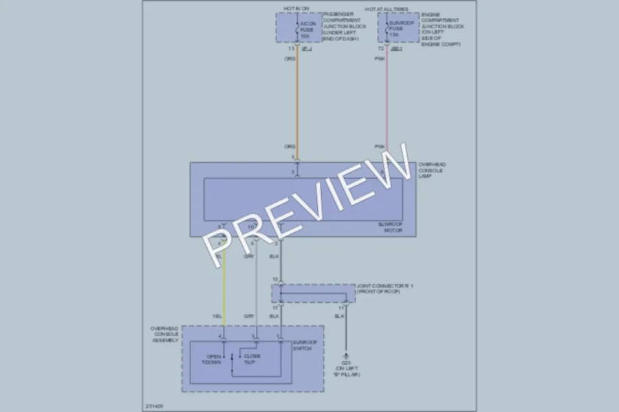 2008 Hyundai Azera Power Top Sunroof wiring diagram preview