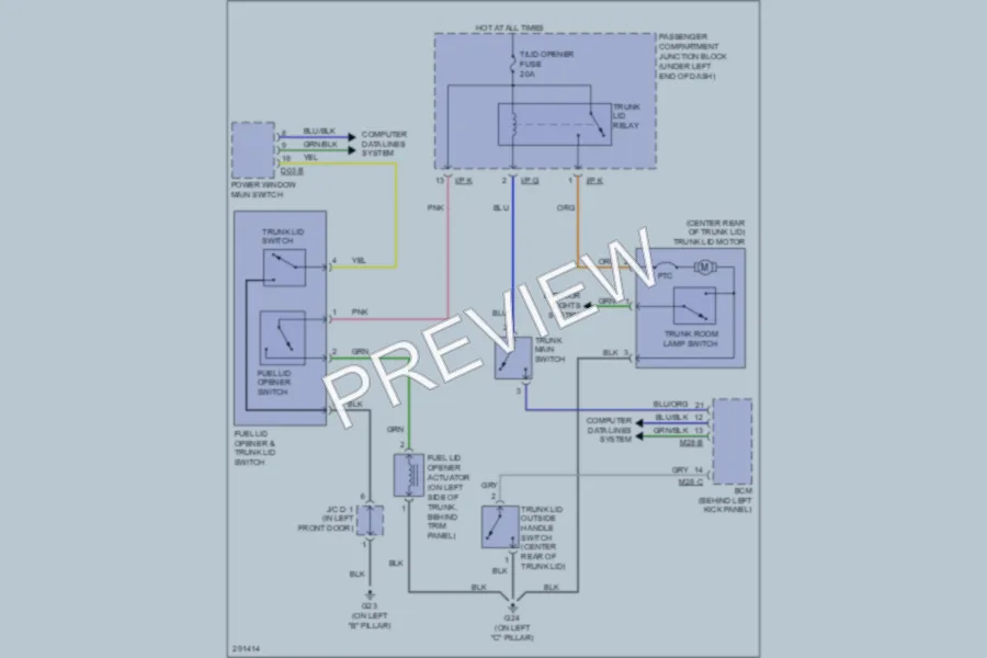 2008 Hyundai Azera Trunk Tailgate Fuel Door wiring diagram preview